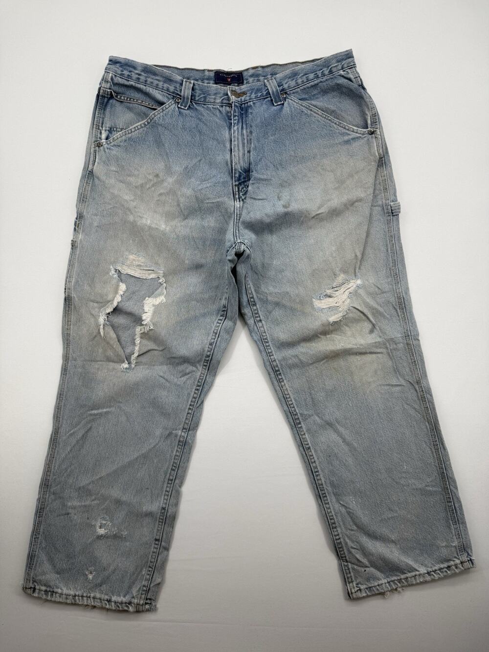 Saddlebred Baggy Y2K Jeans Men's 40x30 Blue Light Wash Denim Work